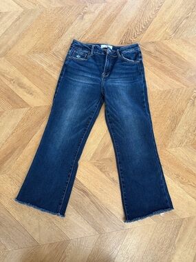 Women's Dark Blue Cropped Flare Jeans